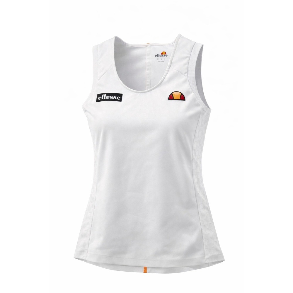Ellesse Tank Top Womens Medium White Athletic Tennis Y2K Logo Sleeveless